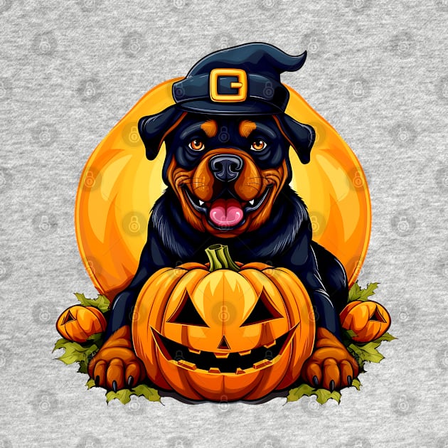 Rottweiler Dog inside Pumpkin #1 by Chromatic Fusion Studio